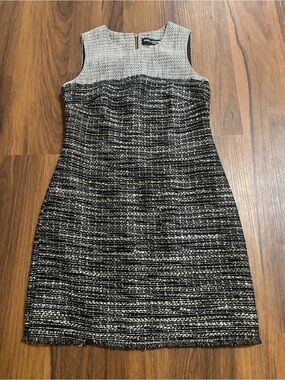 Karl Lagerfeld Black & White Tweed Sheath Dress